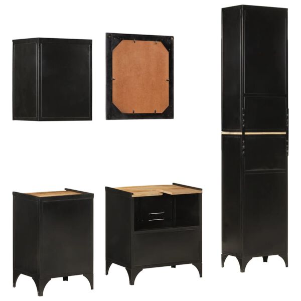 vidaXL Ensemble de meubles salle de bain 5 pcs fer et bois de manguier