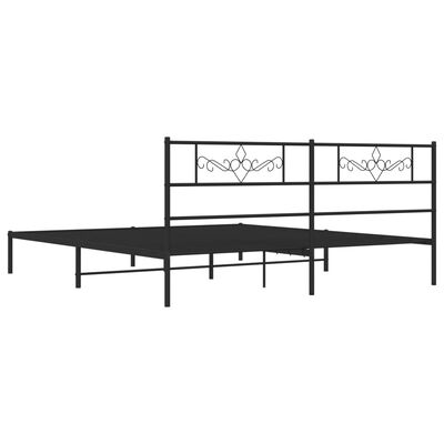 vidaXL Cadre de lit métal sans matelas avec tête de lit noir 193x203cm