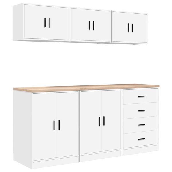 vidaXL Armoires de garage 6 pcs blanc bois d'ing&eacute;nierie