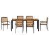 vidaXL Ensemble de salle à manger pour jardin 7 pcs Noir et Bois