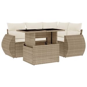 vidaXL Salon de jardin avec coussins 5 pcs beige r&eacute;sine tress&eacute;e