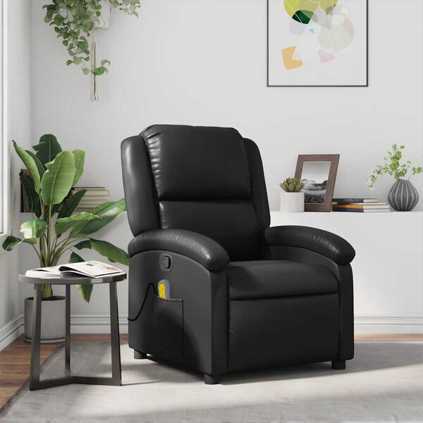 vidaXL Fauteuil de massage inclinable Noir Similicuir