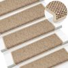 vidaXL Tapis d'escalier autocollants 15 pcs 65x21x4 cm Sable