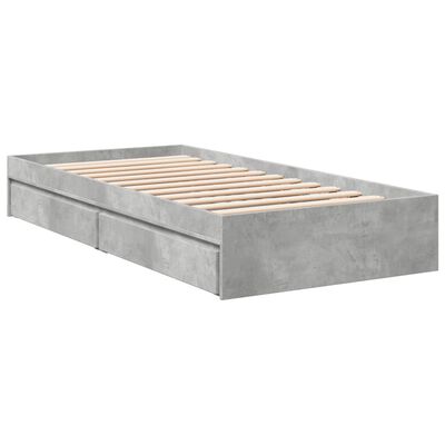 vidaXL Cadre de lit avec tiroirs sans matelas gris béton 100x200 cm