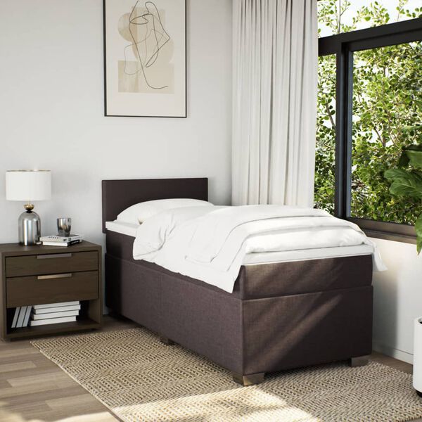 vidaXL Sommier &agrave; lattes de lit avec matelas Marron fonc&eacute; 80x200 cm