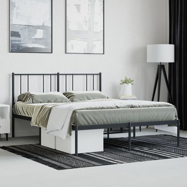 vidaXL Cadre de lit m&eacute;tal sans matelas avec t&ecirc;te de lit noir 120x200cm