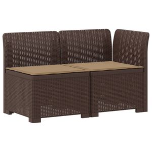 vidaXL Canap&eacute; de jardin 2 places avec coussins look rotin PP Marron