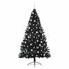 vidaXL Sapin de No&euml;l artificiel pr&eacute;-&eacute;clair&eacute; Noir 210 cm PVC