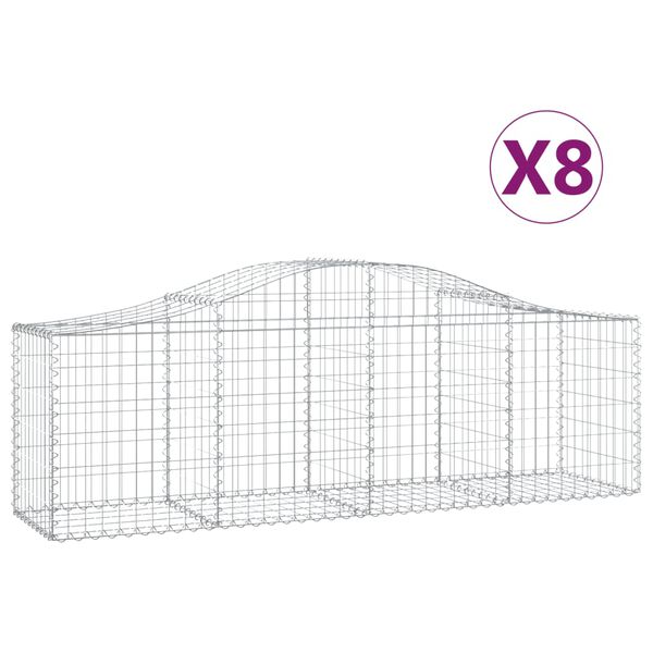 vidaXL Paniers &agrave; gabions arqu&eacute;s 8 pcs 200x50x60/80 cm Fer galvanis&eacute;