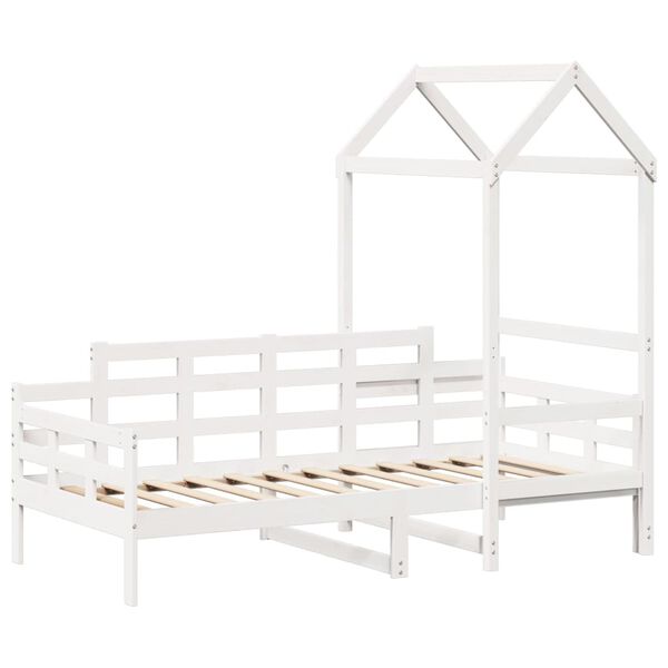vidaXL Lit de jour avec toit sans matelas blanc 80x200 cm bois massif