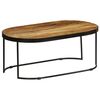 vidaXL Table basse Ovale Bois massif de manguier brut et acier 100 cm