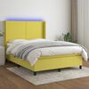 vidaXL Sommier &agrave; lattes de lit matelas et LED Vert 140x200 cm Tissu