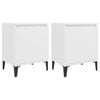vidaXL Tables de chevet avec pieds en m&eacute;tal blanc 40x30x50 cm