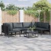 vidaXL Ensemble de canap&eacute; de jardin avec coussin 7 pcs Noir Acier