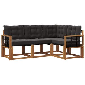 vidaXL Ensemble de canap&eacute;s d'ext&eacute;rieur 4 pc Naturel et Noir