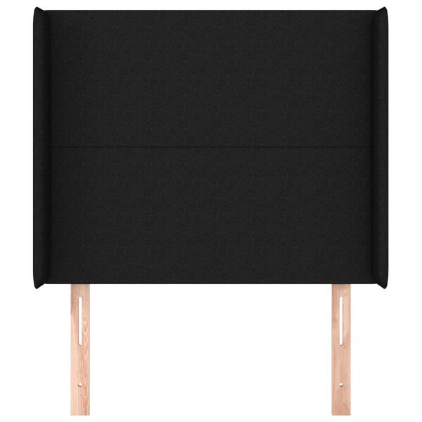 vidaXL T&ecirc;te de lit avec oreilles Noir 93x16x118/128 cm Tissu