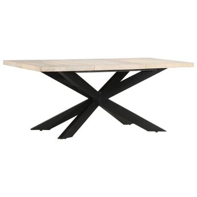 vidaXL Table à dîner 180x90x76 cm Bois de manguier massif blanchi