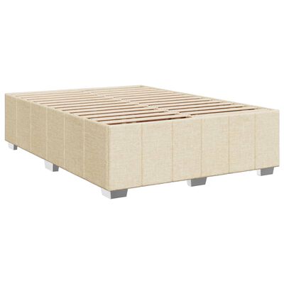 vidaXL Sommier à lattes de lit avec matelas Crème 160x200 cm Tissu