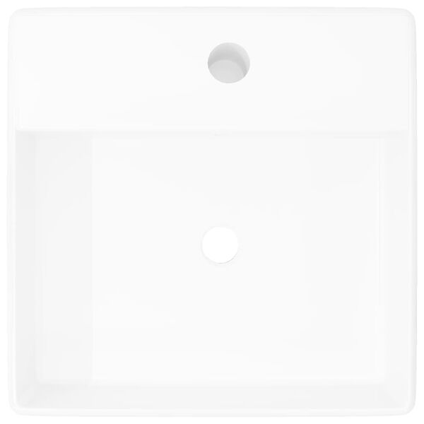 Luxueuse vasque c&eacute;ramique carr&eacute;e avec trop plein 41 x 41 cm