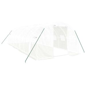 vidaXL Serre avec cadre en acier blanc 24 m&sup2; 8x3x2 m