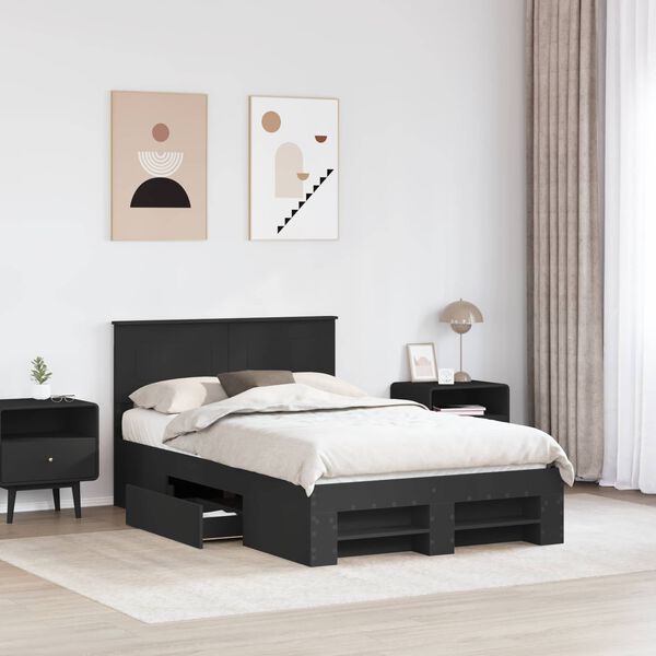 vidaXL Cadre de lit Noir 120 x 200 cm Bois d'ing&eacute;nierie