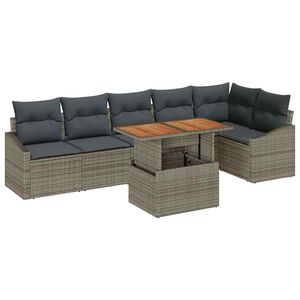 vidaXL Ensemble de canap&eacute; de jardin 7 pc Gris et marron