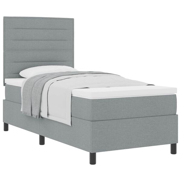 vidaXL Lit &agrave; ressorts avec matelas Gris clair 100 x 200 cm tissu