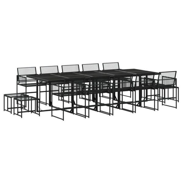vidaXL Ensemble &agrave; manger de jardin 15 pcs noir r&eacute;sine tress&eacute;e