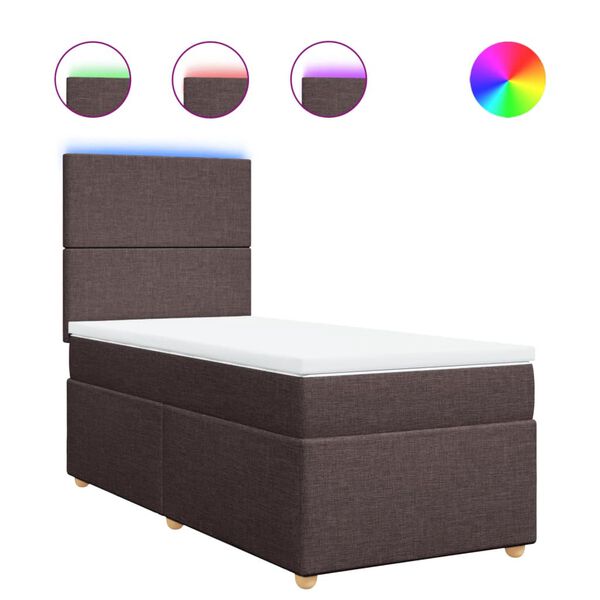 vidaXL Sommier &agrave; lattes de lit avec matelas Marron fonc&eacute; 80x200 cm