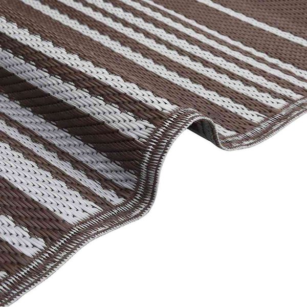 vidaXL Tapis d'ext&eacute;rieur Pinstripe ARAKIL Marron et blanc 400 &times; 300 cm
