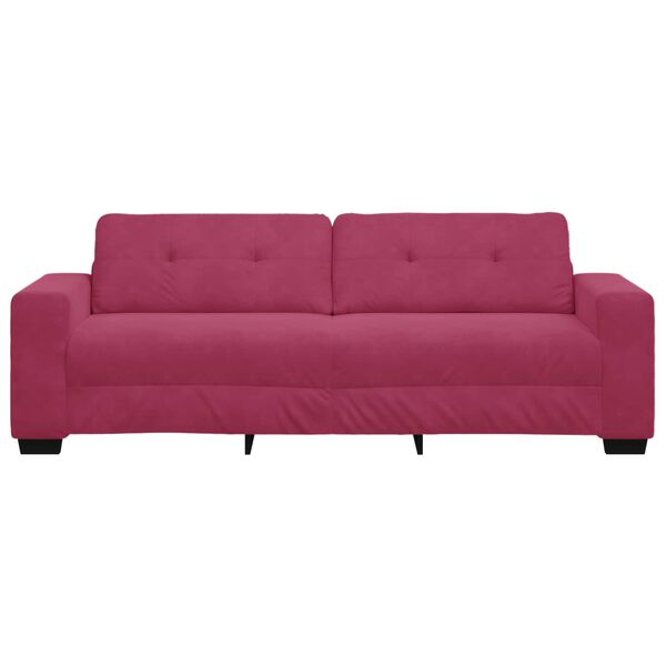 vidaXL | Sofa 3 places | avec coussin Rouge bordeaux Velours