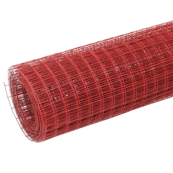 vidaXL Grillage Acier avec rev&ecirc;tement en PVC 10x1 m Rouge
