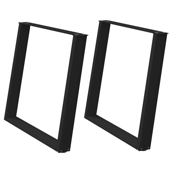 vidaXL Pieds de table à manger en U 2 pièces Noir 100 x (72-73) cm Acier