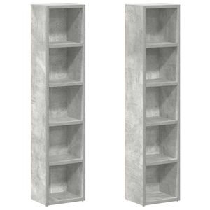 vidaXL Armoires &agrave; CD 2 pcs Gris b&eacute;ton 21x16x93,5 cm Agglom&eacute;r&eacute;