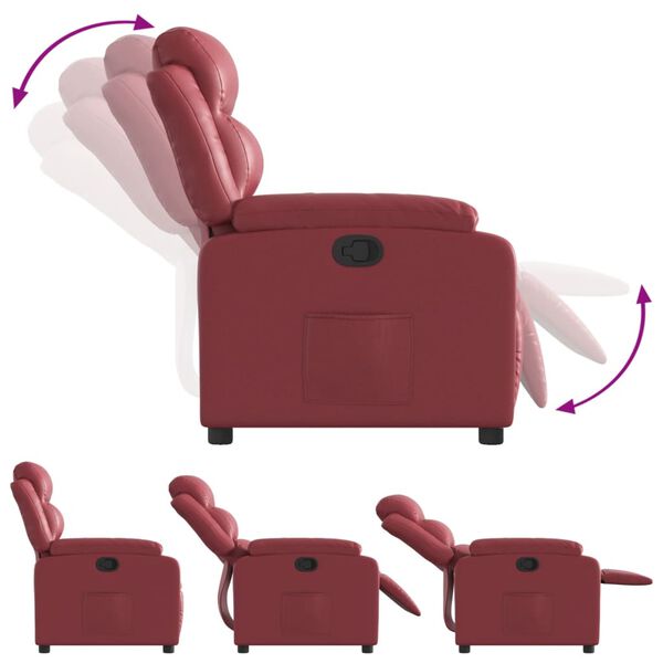 vidaXL Fauteuil inclinable Rouge bordeaux Similicuir
