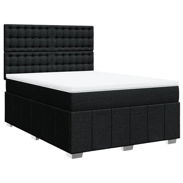 vidaXL Sommier &agrave; lattes de lit avec matelas Noir 140x190 cm Tissu