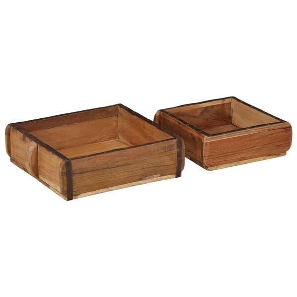 vidaXL Plateau 2 pcs Marron 29 x 31 x 10 cm Bois Recycl&eacute; Solide