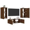 vidaXL Meuble TV muraux 3 pcs avec lumi&egrave;res LED ch&ecirc;ne marron