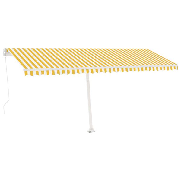 vidaXL Auvent manuel r&eacute;tractable sur pied 500x350 cm Jaune/Blanc