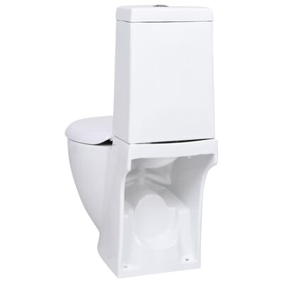 vidaXL Toilette en céramique Ronde Écoulement d'eau au fond Blanc