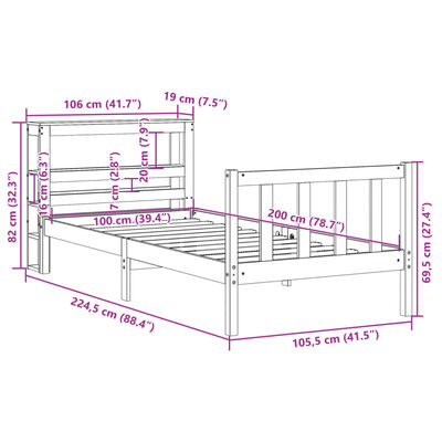 vidaXL Cadre de lit sans matelas blanc 100x200 cm bois de pin massif