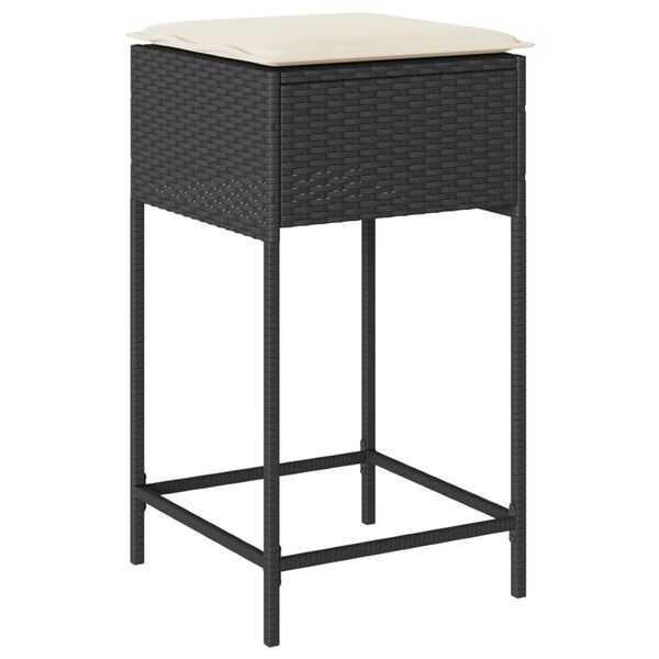vidaXL Ensemble de bar de jardin 5 pcs avec coussins noir poly rotin