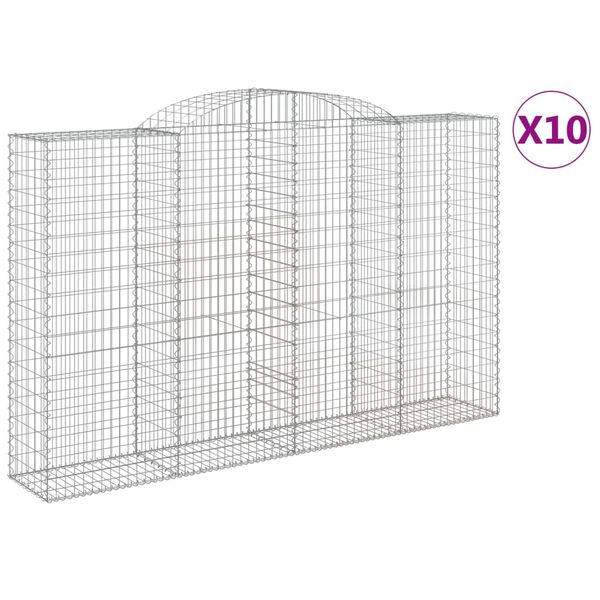vidaXL Paniers à gabions arqués 10 pcs 300x50x180/200 cm fer galvanisé