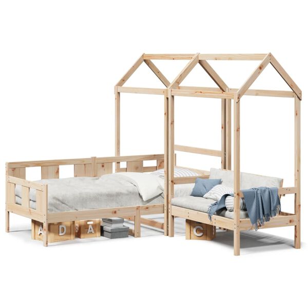 vidaXL Ensemble de lit de jour et de banc avec toit sans matelas