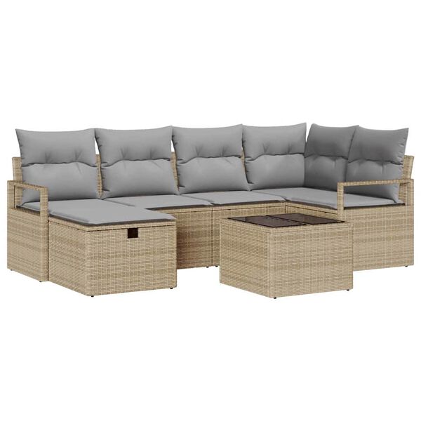 vidaXL Ensemble de Canap&eacute;s 7 pcs Beige et Gris clair polyrotin