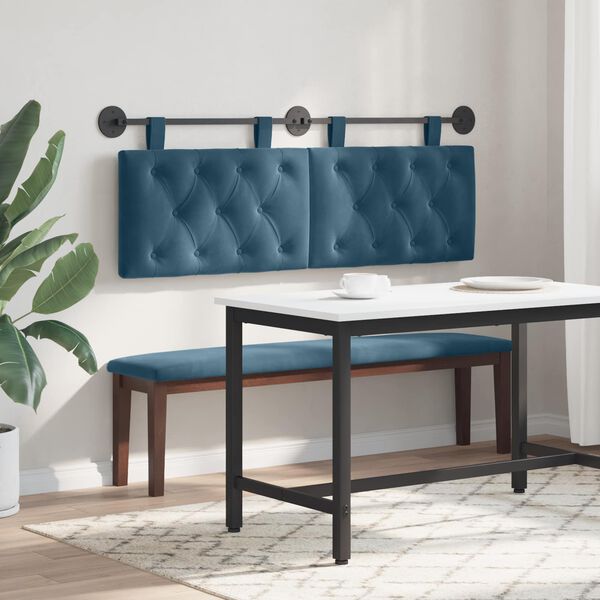 vidaXL T&ecirc;te de lit suspendue Bleu 130 x 55 x 7 cm Velours