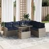 vidaXL Salon de jardin avec coussins 7 pcs noir r&eacute;sine tress&eacute;e acacia
