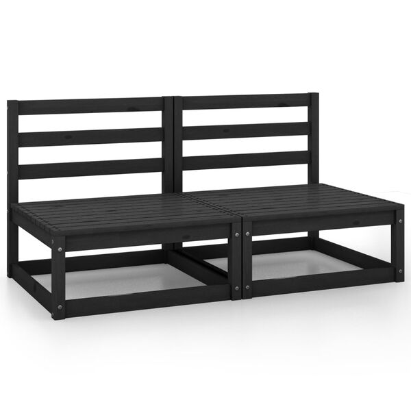 vidaXL Canapés centraux de jardin 2 pcs noir bois de pin massif
