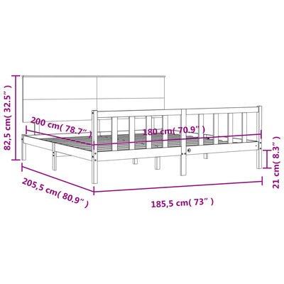 vidaXL Cadre de lit sans matelas blanc bois massif de pin