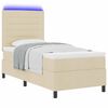 vidaXL Lit &agrave; ressorts avec matelas avec LED Cr&egrave;me 80 x 200 cm tissu